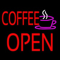 Red Coffee Open Block Logo Neontábla