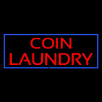 Red Coin Laundry Blue Border Neontábla