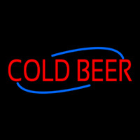 Red Cold Beer With Blue Border With Blue Line Neontábla