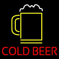 Red Cold Beer With Yellow Mug Neontábla