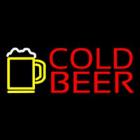 Red Cold Beer With Yellow Mug Neontábla