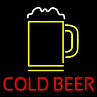 Red Cold Beer With Yellow Mug Real Neon Glass Tube Neontábla