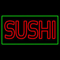 Red Double Stroke Sushi With Green Border Neontábla