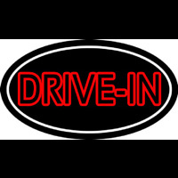 Red Drive In With White Border Neontábla