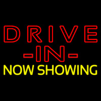 Red Drive In Yellow Now Showing Neontábla