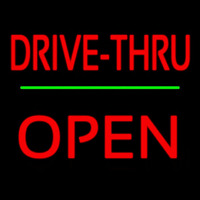 Red Drive Thru Block Open Green Line Neontábla