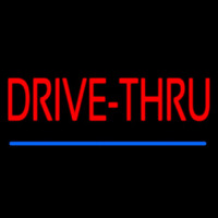 Red Drive Thru Blue Line Neontábla