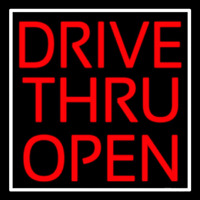 Red Drive Thru Open Neontábla