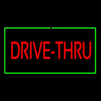 Red Drive Thru Rectangle Green Neontábla