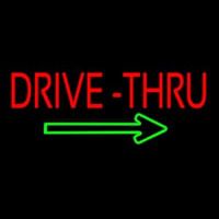 Red Drive Thru With Green Arrow Neontábla