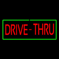 Red Drive Thru With Green Border Neontábla