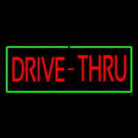 Red Drive Thru With Green Border Neontábla