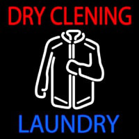 Red Dry Cleaning With Shirt Logo Neontábla