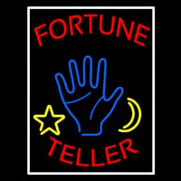 Red Fortune Teller With Logo And White Border Neontábla
