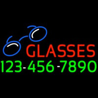 Red Glasses With Phone Number Neontábla