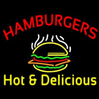 Red Hamburgers Hot And Delicious Neontábla