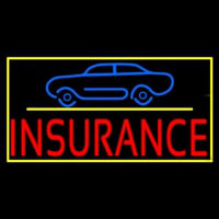 Red Insurance Car Logo With Yellow Border Neontábla