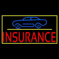 Red Insurance Car Logo With Yellow Border Neontábla