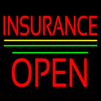 Red Insurance Open Block Yellow Green Line Neontábla