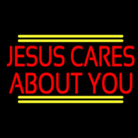 Red Jesus Cares About You Neontábla