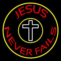 Red Jesus Never Fails With Border Neontábla