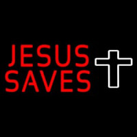 Red Jesus Saves White Cross Neontábla