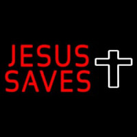 Red Jesus Saves White Cross Neontábla