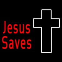 Red Jesus Saves With Cross Neontábla