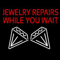 Red Jewelry Repairs While You Wait Logo Neontábla