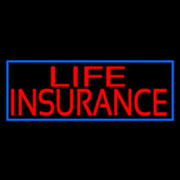 Red Life Insurance Blue Border Neontábla