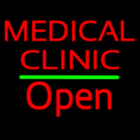 Red Medical Clinic Open Green Line Neontábla