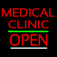 Red Medical Clinic Open Green White Line Neontábla