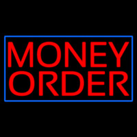Red Money Order Blue Border Neontábla