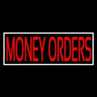 Red Money Orders White Border Neontábla