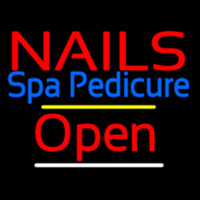 Red Nails Spa Pedicure Open Yellow Line Neontábla