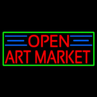 Red Open Art Market With Green Border Neontábla