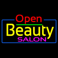 Red Open Beauty Salon With Blue Border Neontábla