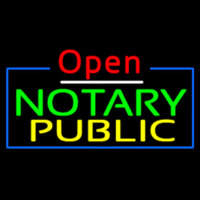 Red Open Notary Public Blue Border Neontábla