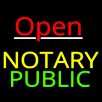 Red Open Notary Public Neontábla