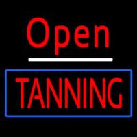 Red Open Tanning Blue Border Neontábla