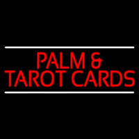 Red Palm And Tarot Cards Block With White Line Neontábla
