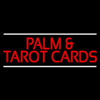 Red Palm And Tarot Cards Block With White Line Neontábla