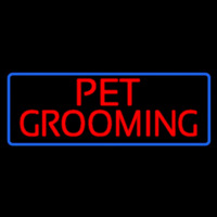 Red Pet Grooming Blue Border Neontábla