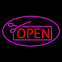 Red Pink Open With Scissor Neontábla