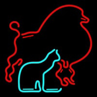 Red Poodle Dog Cat Logo Neontábla