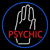 Red Psychic With White Palm Blue Border Neontábla
