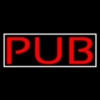 Red Pub With White Border Neontábla