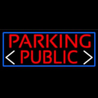 Red Public Parking And Arrow With Blue Border Neontábla