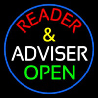 Red Reader And White Advisor Green Open With Blue Border Neontábla