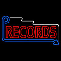 Red Records Block With Arrow Neontábla